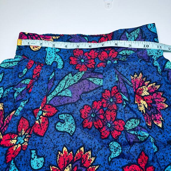 Vintage Floral Boho Midi Skirt High Waisted Pleated Colorful Retro Cottagecore - Picture 4 of 10